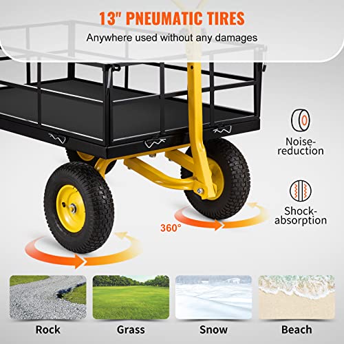 VEVOR 900 Lbs Heavy Duty Steel Garden Cart with 10" Tires and Removable Sides J262