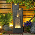 Water Fall Fountains Indoor Outdoor - 39.3” Inches Tall Indoor Waterfall Fountain Outdoor Modern Waterfall Fountains with LED Lights for Garden, Patio, Backyard, Deck, Porch and Home Decor