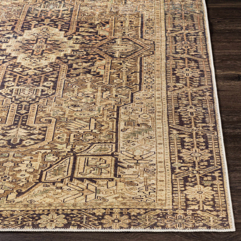 Hauteloom Buliran Traditional Machine Washable Area Rug Brown Green 7'10" x 10'2" Q78028