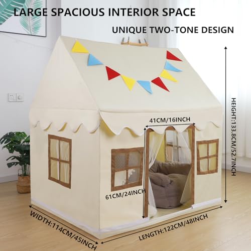 Kids Play Tent with Floor and Star Light, Indoor Outdoor Castle Playhouse I9927