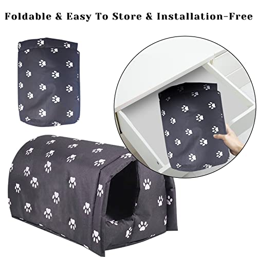 Fhiny Stray Cats Shelter Waterproof Outdoor Cat House Foldable Warm Pet Cave for Winter Black F12955