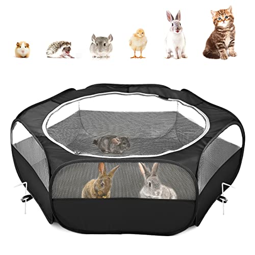 Pawaboo Small Animals Playpen, Waterproof Pet Cage Tent with Zippered Cover, Portable Outdoor Yard Fence, Green C9530