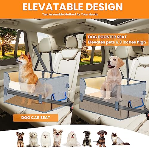 Elevated Dog Car Seat for Small Dogs with Adjustable Straps D993770