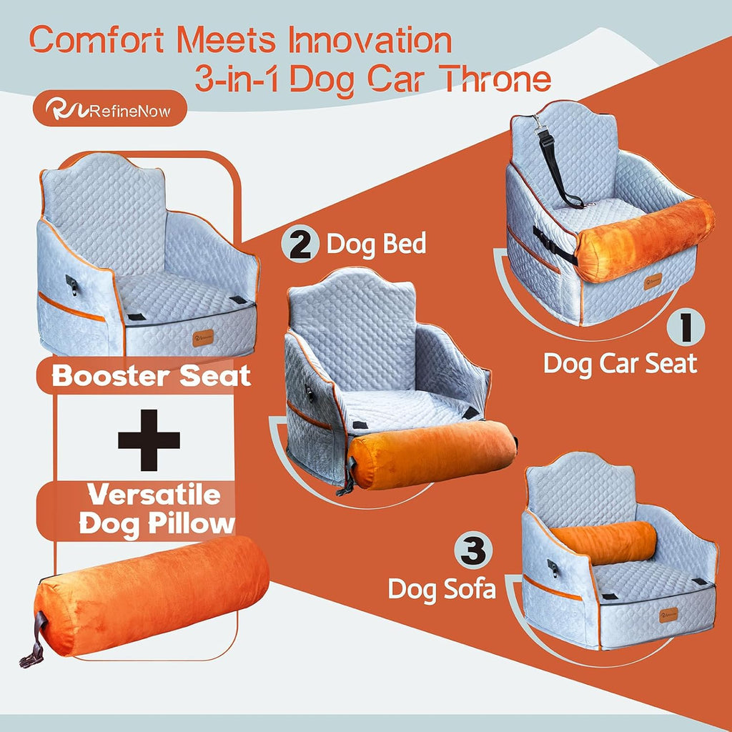Dog Car Seat for Small Dogs Under 30lbs with Washable Waterproof Pad, Grey H136604