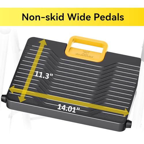 KINGRACK 3 Step Folding Ladder, 800lbs Capacity, Non-Skid Wide Pedals, White W71585