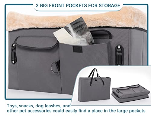 Petsfit Dog Booster Seat, Washable Pet Car Seat with Carrying Case, Small Tan J989972