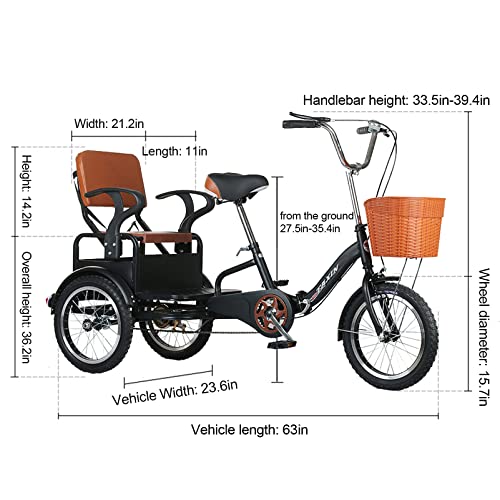 Outroad Adult Tricycle 16 Inch Foldable 3 Wheel Bike with Basket H585