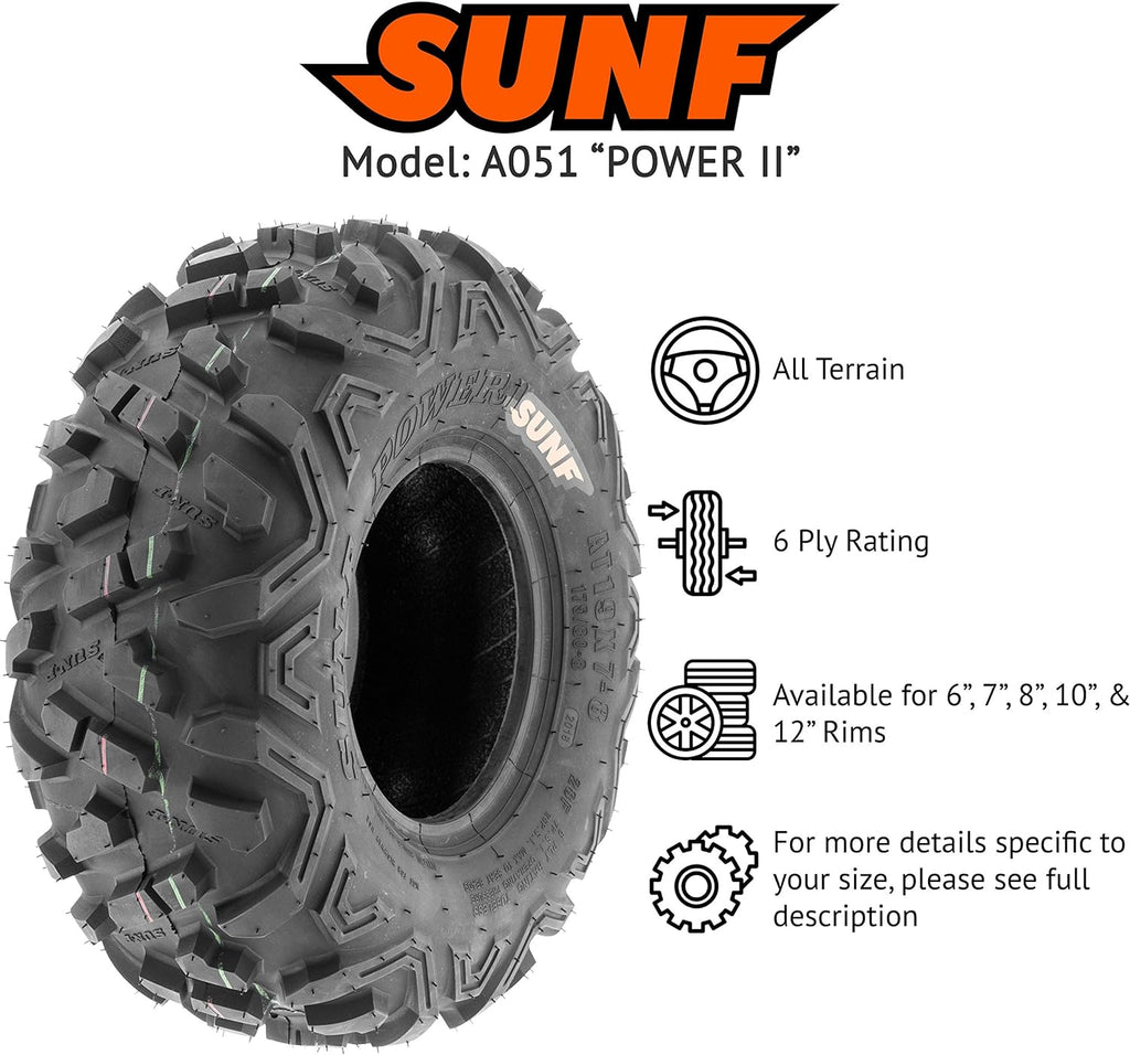 SunF 19x7-8 All Terrain ATV UTV Tires 6PR Tubeless N97256