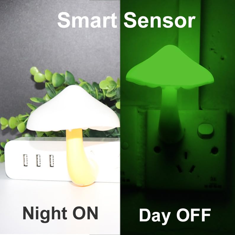 AUSAYE 5Pack Sensor LED Night Light Plug in Mushroom Lamp for Bedroom G797882