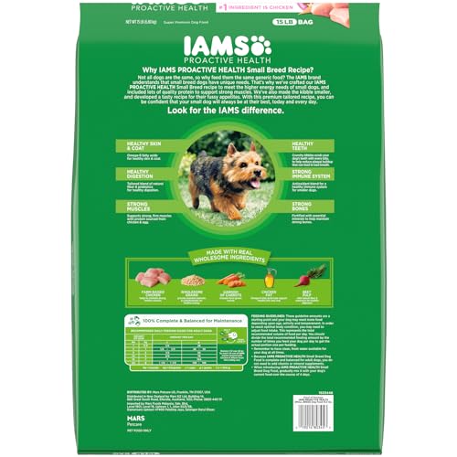 IAMS Small & Toy Breed Adult Dry Dog Food with Real Chicken, 15 lb. Bag F3815