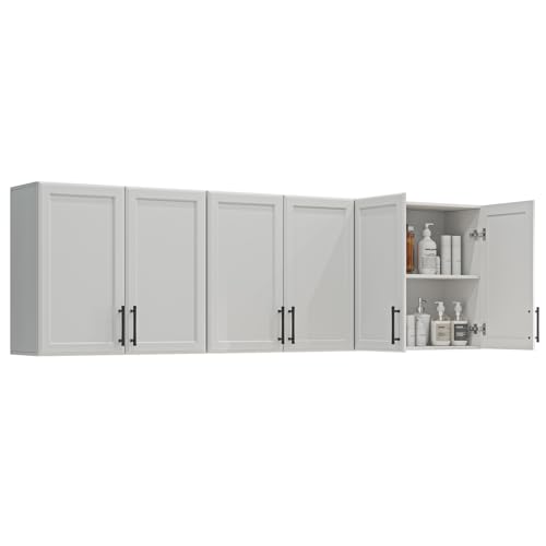 Wall Storage Cabinet with Two Shaker Doors and Shelf, Grey, 24"W, 2 Pcs N34755