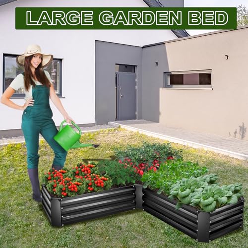 EDOSTORY Metal Raised Garden Bed Kit 8x4x2ft Galvanized Planter Box Outdoor V763
