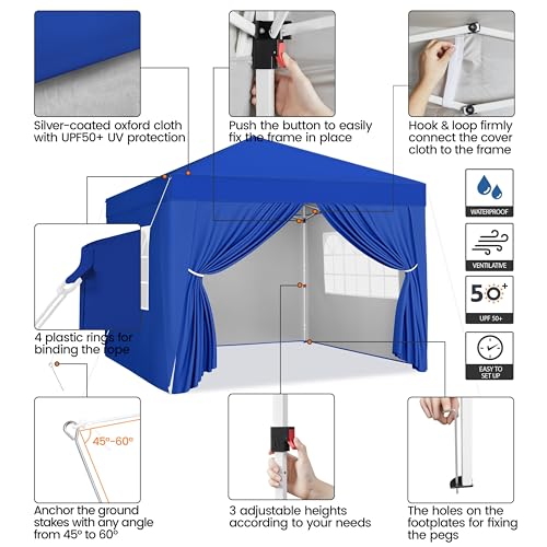 Yaheetech 10x10 Pop Up Canopy with 4 Removable Sidewalls, White F109731