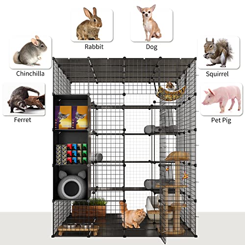 YITAHOME Outdoor Cat Enclosures Catio Large Cat Cage with Roof Hammock Platforms Y912