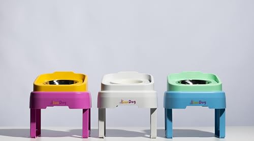 SunDog 2-in-1 Elevated Slow Feeder Dog Bowls with Stand, Stainless Steel, for Small Dogs and Cats A73286