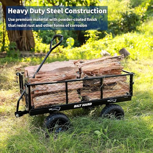 BILT HARD 880 lbs 10" Flat Free Steel Garden Cart with Rotating Handle K9279