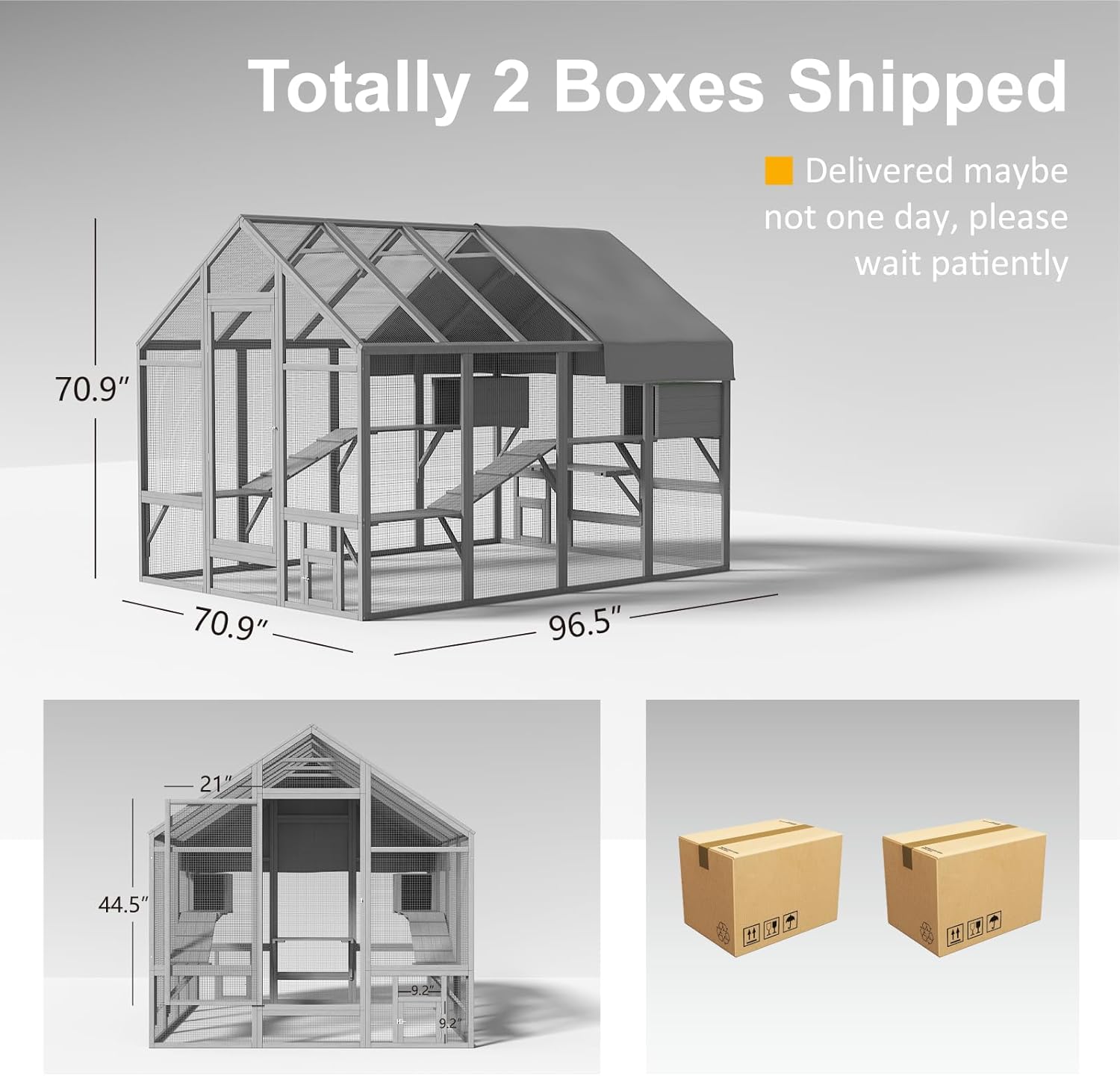 Large Cat Catio Outdoor Enclosure with 7 Platforms, 2 Resting Boxes and 2 Bridges I159325