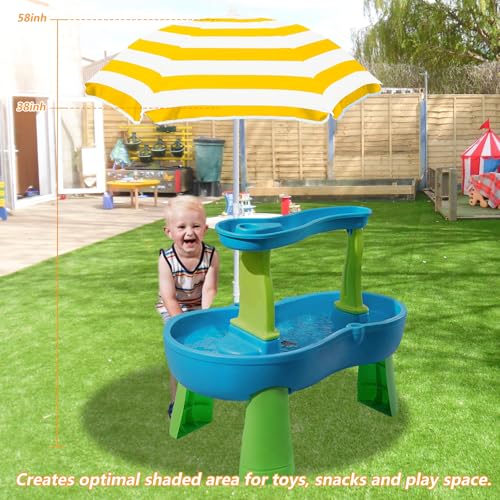 Kids Water Table Cover Outdoor Play Heavy-Duty 600D Waterproof Blue Q47935