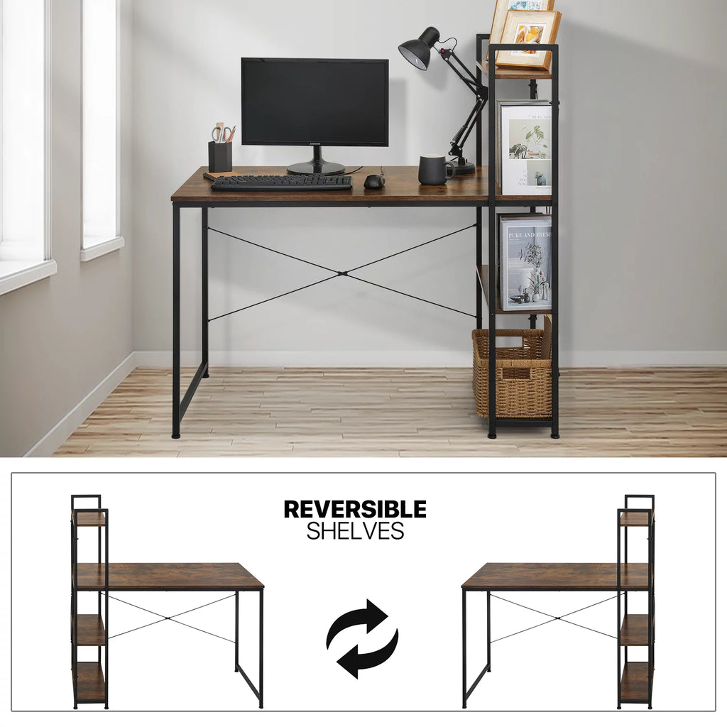 MoNiBloom Computer Desk & Chair Set with Bookshelf, Black N757916