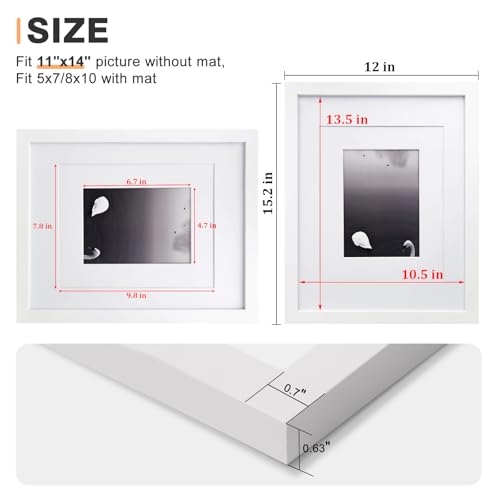 Egofine 8x10 Picture Frames Set of 6, Solid Wood with Plexiglass, White T6319