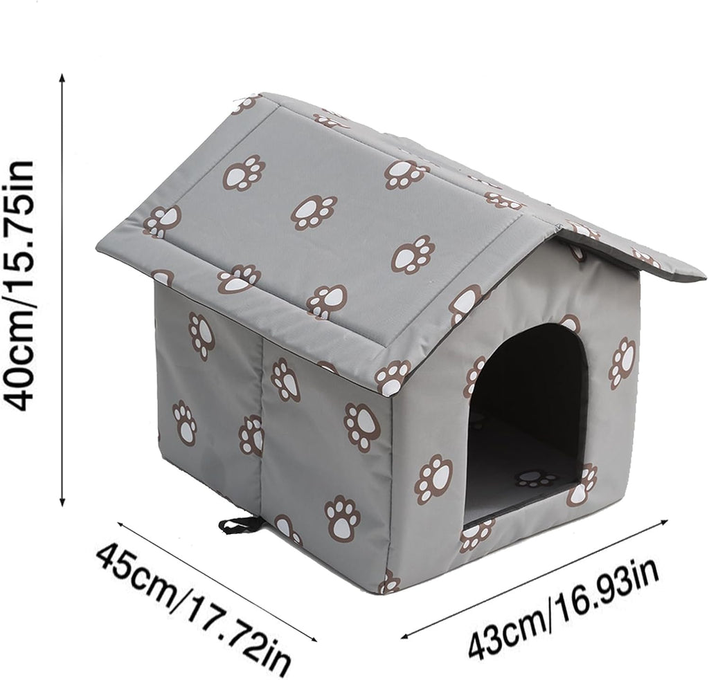 Weatherproof Insulated Cat House for Outdoor Cats (Grey, Large) J164354