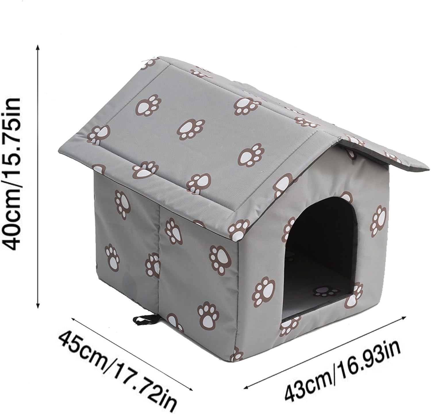 Weatherproof Insulated Cat House for Outdoor Cats (Grey, Large) J164354