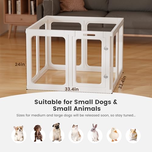 Clear Acrylic Dog Playpen 24" H Indoor Pet Fence for Puppy Small Dog Rabbit Cat R696