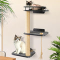 Cat Wall Shelves, Cat Tree 3-Tier Cat Tower Cat Wall Furniture, Wall-Mounted Cat Scratching Post, Cat Activity Tree Wooden Cat Climber with Scratching Post, Suitable for Cats Climb, Scratch