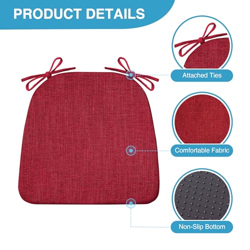 Chair Cushions for Dining Chairs Set of 4, Non Slip with Ties, Black H39445