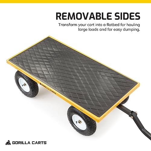 Gorilla Carts Steel Utility Wagon with Removable Side Panels, 1000 lb Capacity, Gray U674568