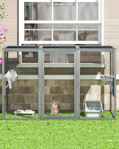 Catio Outdoor Cat Enclosure Weatherproof Wooden Grey Q380854
