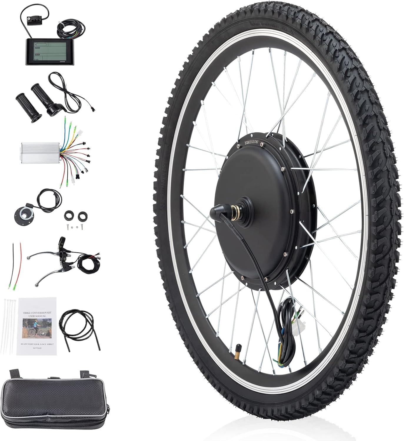 26" 48V 1000W Electric Fat Bike Conversion Kit Rear Wheel with LCD Display U30941