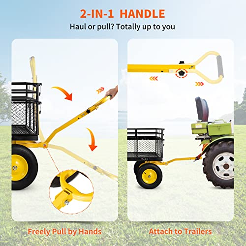 VEVOR 900 Lbs Heavy Duty Steel Garden Cart with 10" Tires and Removable Sides J262