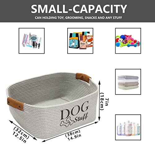 Cotton Rope Dog Toy Storage Bin for Pets, Gray S9763