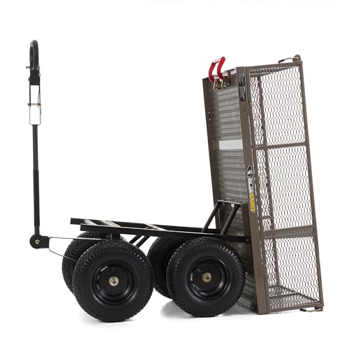 Gorilla Carts Steel Utility Wagon with Removable Side Panels, 1200 lb Capacity, Gray N54151