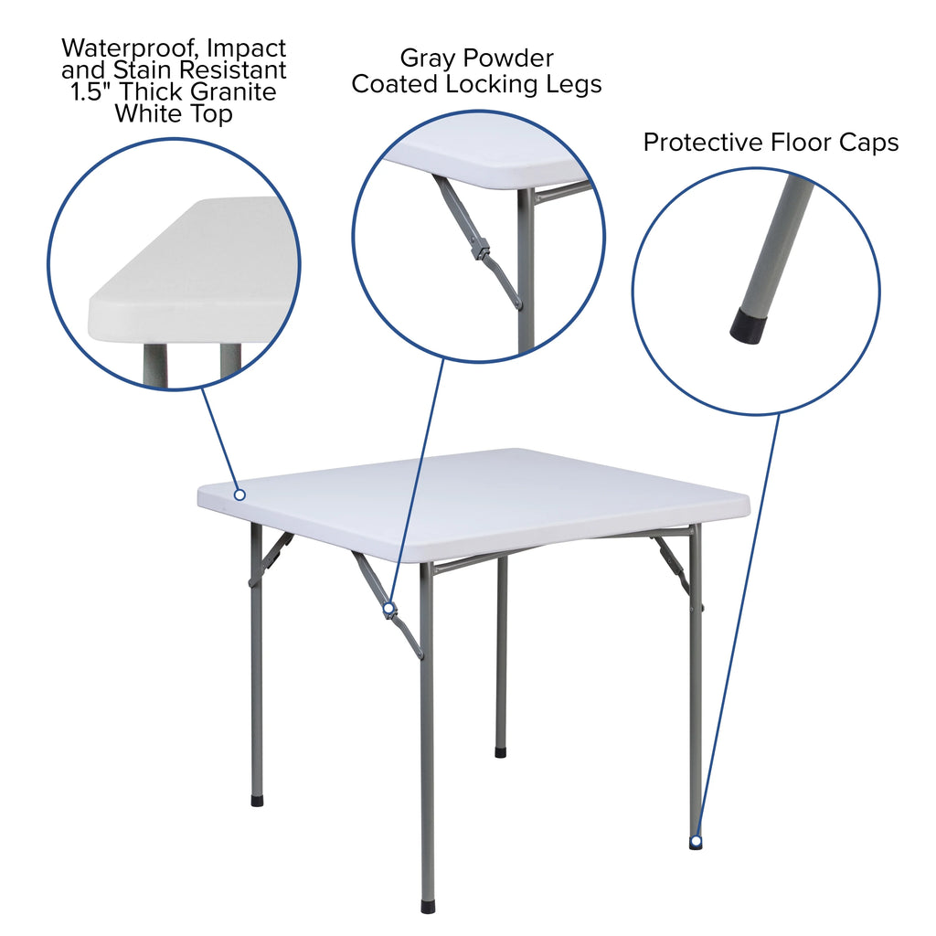 Flash Furniture 2.81-Foot Square Granite White Plastic Folding Table Q26144