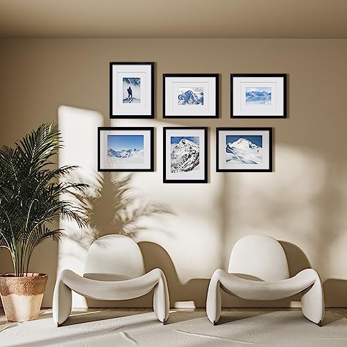 Egofine 8x10 Picture Frames Set of 6, Solid Wood with Plexiglass, White T6319