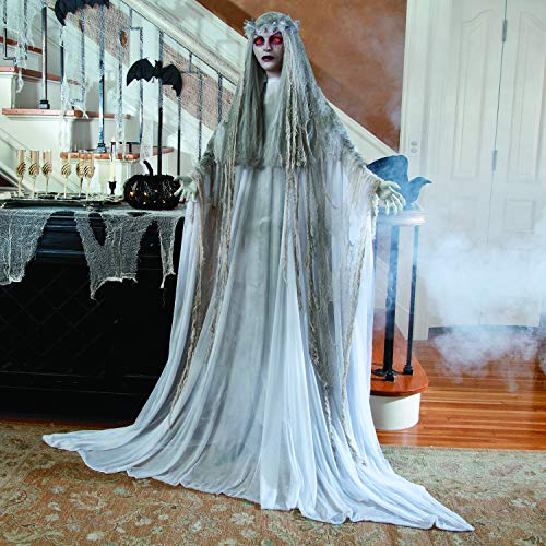 Fun Express Standing Ghost Girl Halloween Decoration - 5ft 7in Light Up Ghost with Flashing Red Eyes A5554