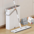 MOPALL Mop and Bucket with Wringer Set,Large Flat Floor Mop and Bucket,16'' Flat Mop and Narrow Bucket with 4 Microfiber Pads,Wet and Dry Use,Household Cleaning Tools for All Floor Types and Windows
