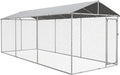 PawHut Large Dog Kennel Outside, Heavy Duty Dog Cage with Waterproof Cover, Outdoor Fence Dog Run with Galvanized Chain Link, Secure Lock, 19.7' x 7.5' x 7.5'