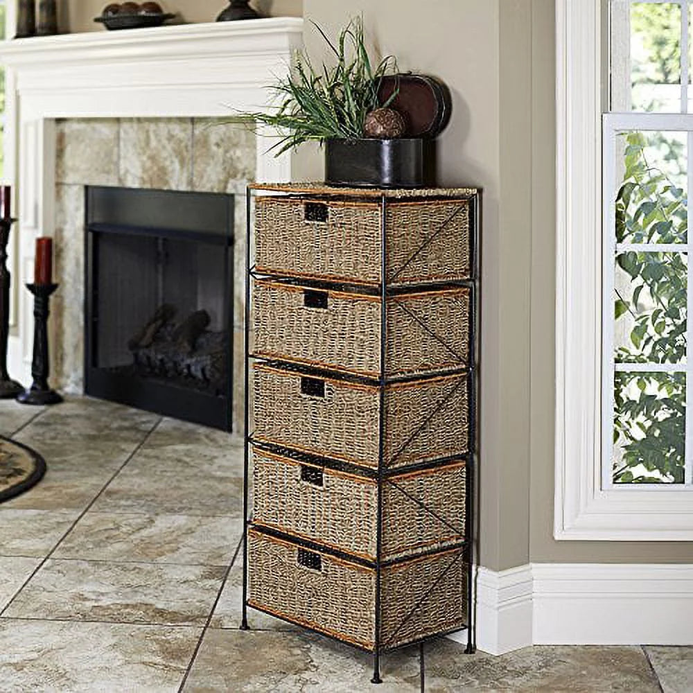 5-Drawer Rattan Storage Unit H290