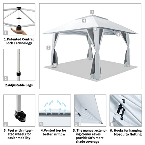 CROWN SHADES 13x13 Pop Up Gazebo with Wheeled STO-N-Go Cover Bag (Grey) N449398