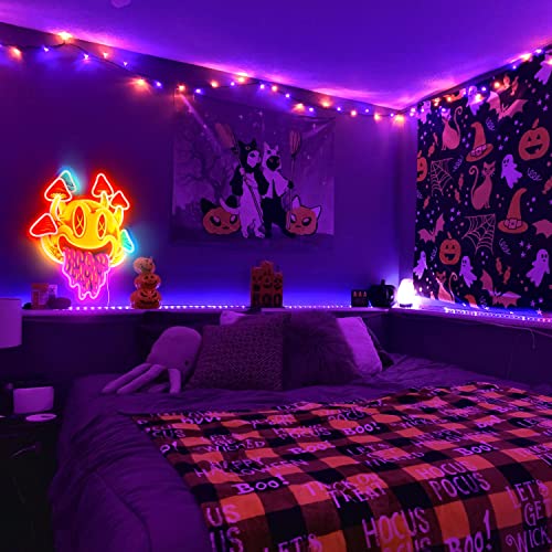 GGK Smiling with Mushrooms Neon Sign Mushroom Decor for Bedroom Wall I398847