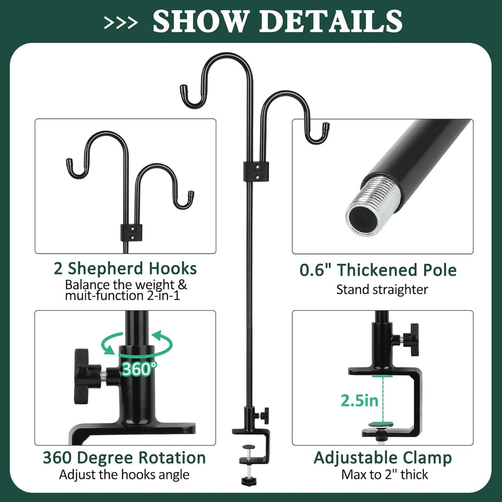 Black 47 Inch Deck Hook for Bird Feeder & Plants P97408