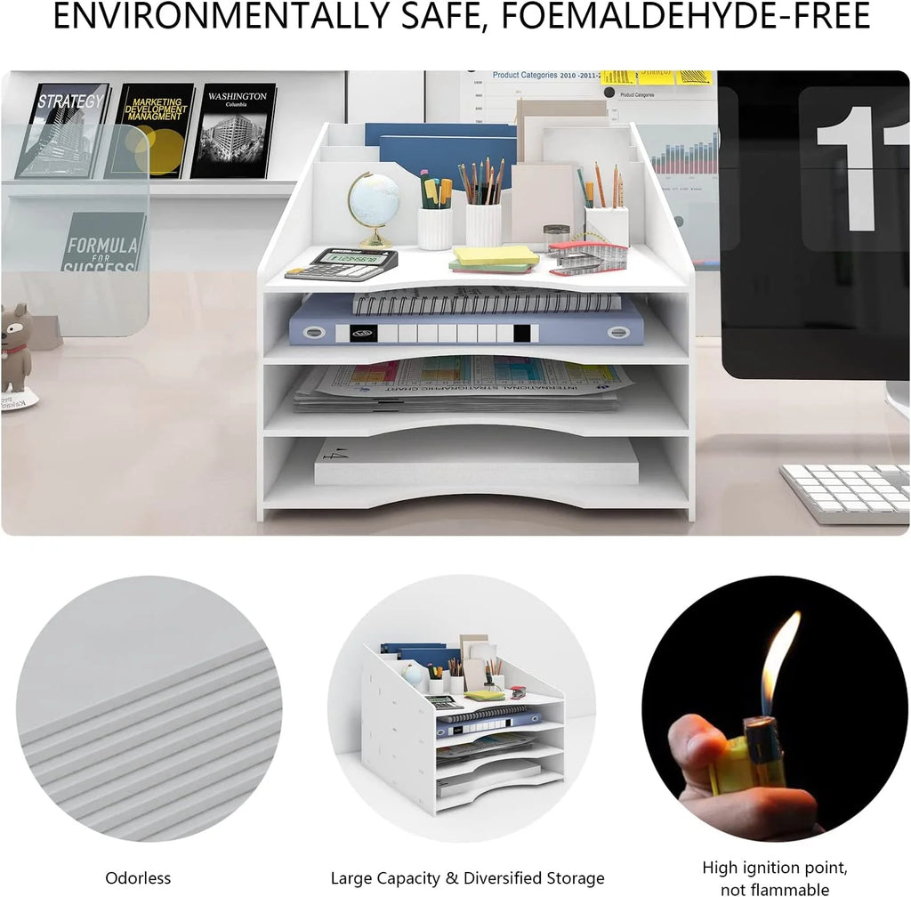 Natwind File Sorter Paper Organizer for Desk Letter Tray Holder, White F14571