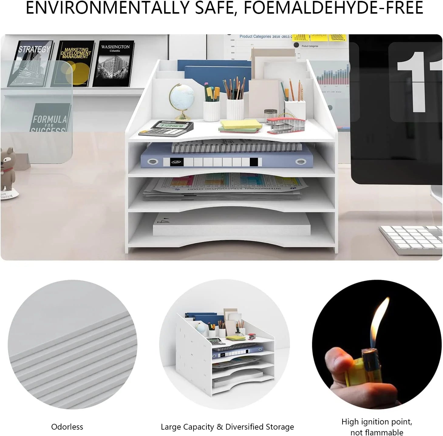 Natwind File Sorter Paper Organizer for Desk Letter Tray Holder, White F14571