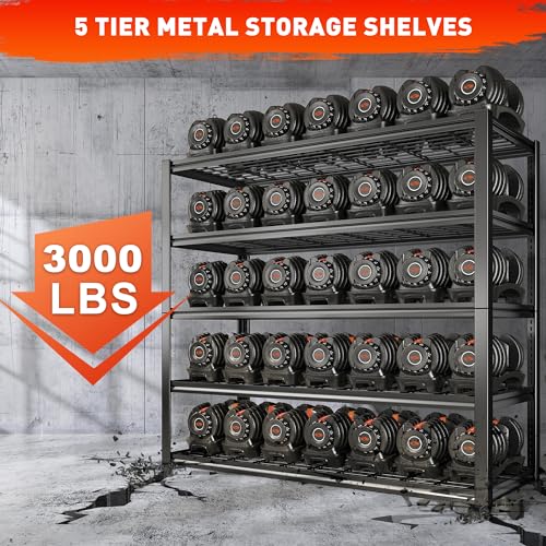 REIBII 60" W Garage Shelving Heavy Duty Metal Storage Shelves L4095