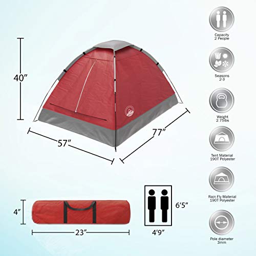 2-Person Dome Tent with Rain Fly and Carrying Bag D783158