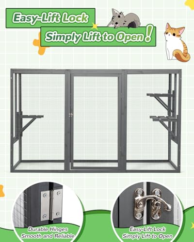 Catio Outdoor Cat Enclosure Weatherproof Wooden Grey Q380854