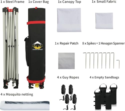 CROWN SHADES 13x13 Pop Up Gazebo with Wheeled STO-N-Go Cover Bag (Grey) N449398